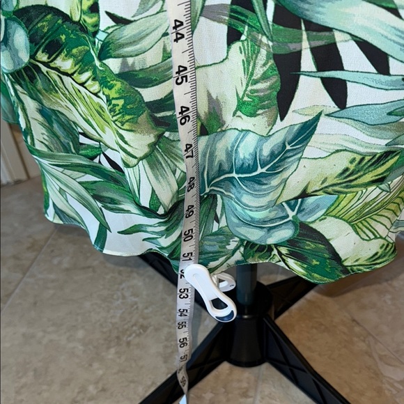 Laura Dress Tropical Green African Leaf Print Elegant Flowy Wedding Guest Cruise - Picture 9 of 13